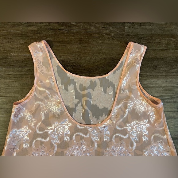 Vtg Victoria's Secret 80’s Peach Crystal Floral Sweep Nightgown Babydoll XL H4 - Picture 4 of 9
